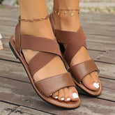 plus Size Shoes Cross Elastic Band Flat Sandals